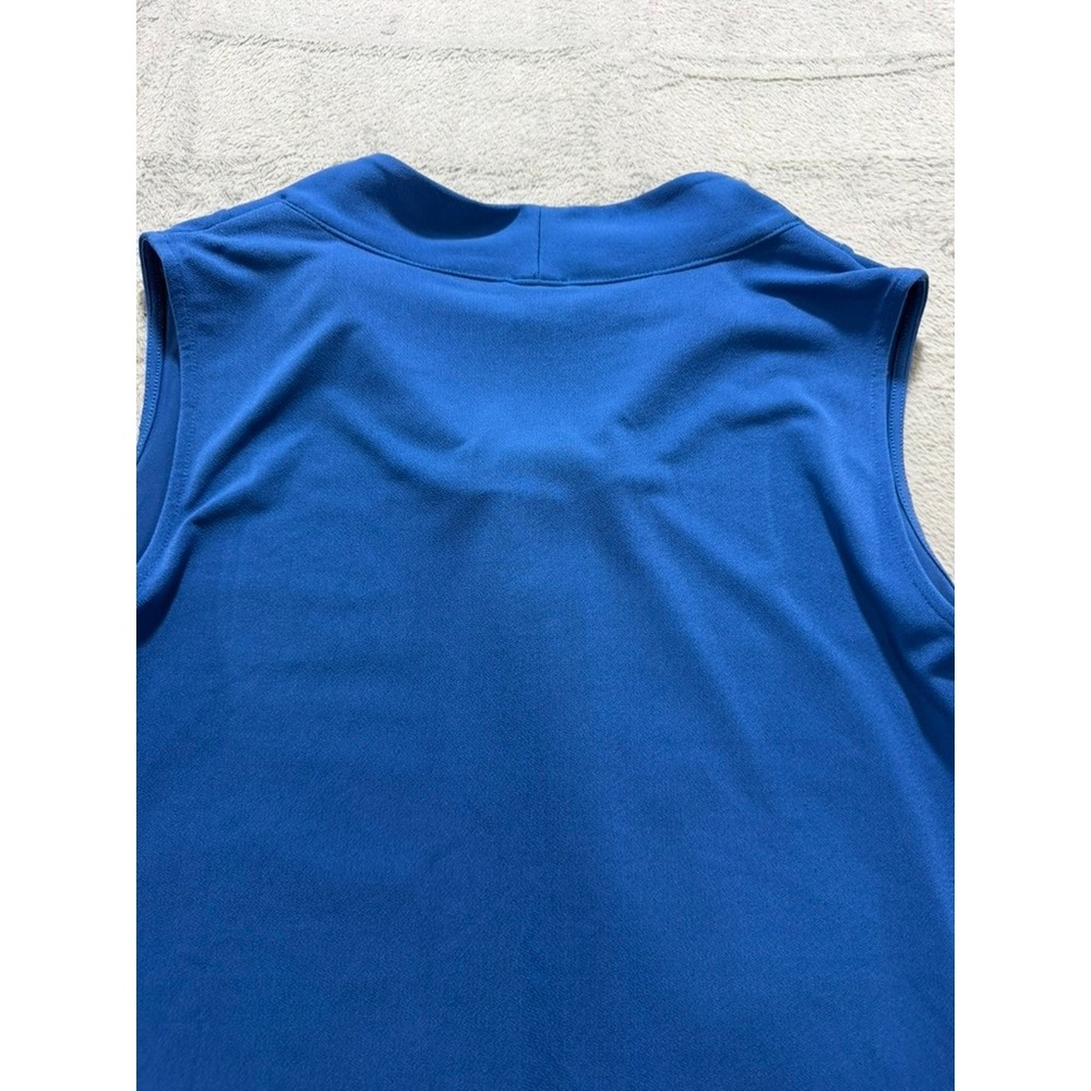 Chicos Sleeveless XL Blouse Womens Size 3 Blue Tie Neck Stretch Minimalist - Picture 10 of 10